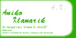 aniko klamarik business card